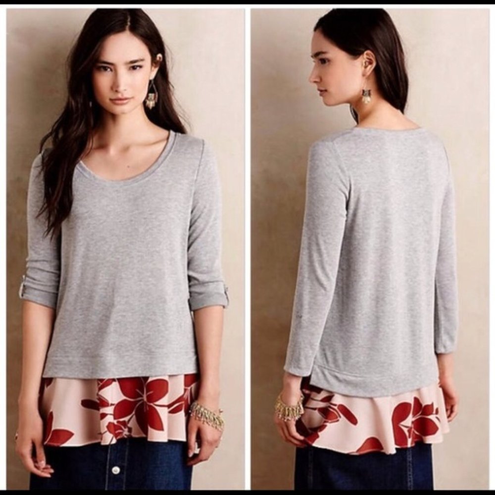 Anthro Little Yellow Button Layered Swing Top